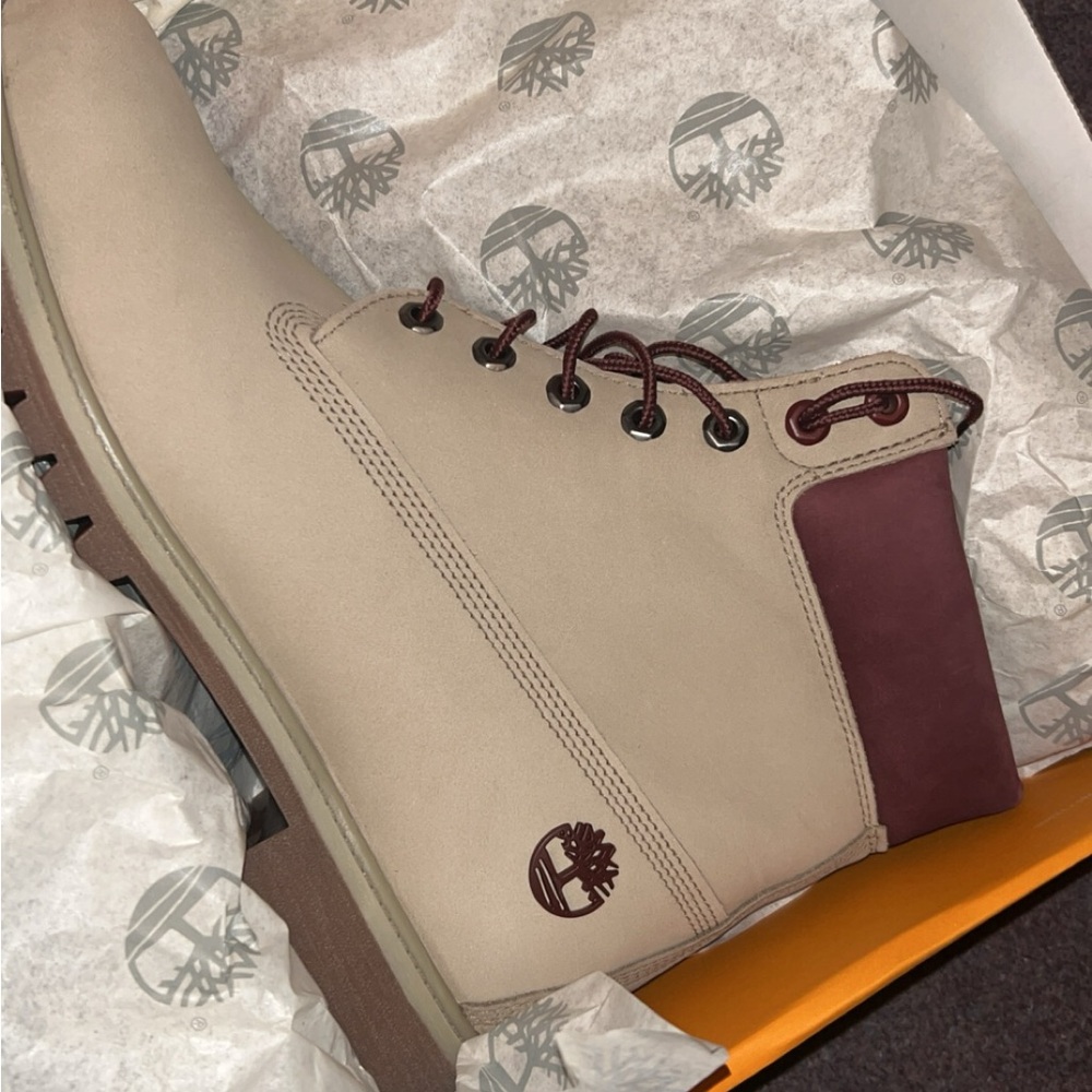 Timberland Men's Tan and Burgundy Boots